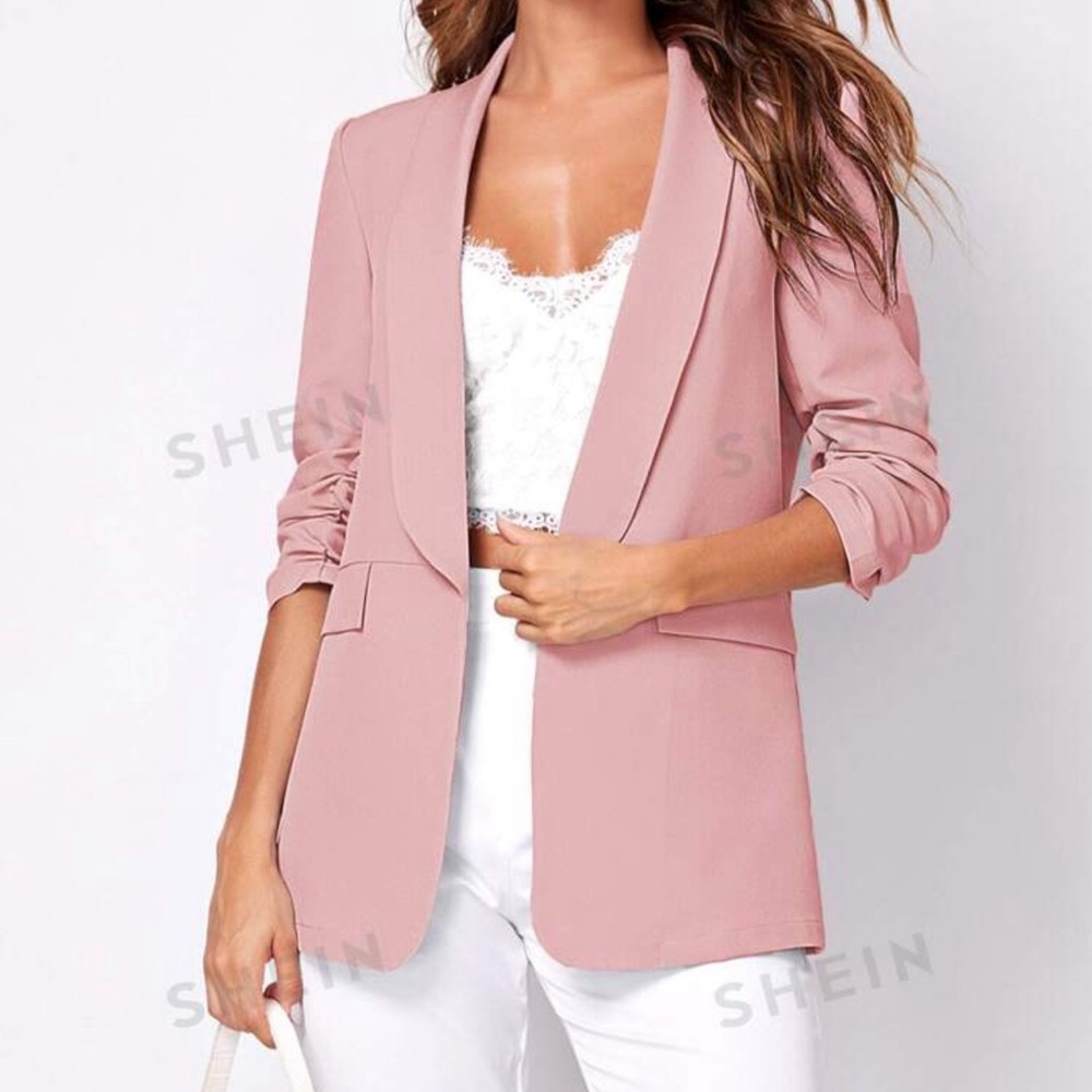 SHEIN BLAZER 
Collar Gathered Sleeve Flap Detail Blazer